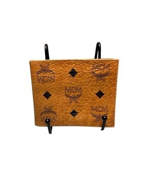 MCM Cognac Visetos Monogram Coated Canvas Bifold Wallet Vintage Style